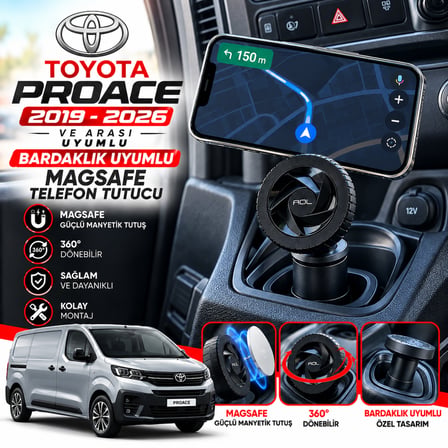 Toyota Proace 2019-2025 ve arası uyumlu Araç Içi Premium Telefon Tutucu - Araba Telefon Tutacağı Havalandırma Için