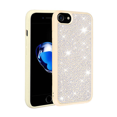 Gpack Apple iPhone 7 Kılıf Parlak Taşlı Ston Kapak Silikon