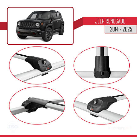 Jeep Renegade (BU) 2014 ve Sonrası ile Uyumlu ACE-1 Ara Atkı Tavan Barı Gri 2 Adet