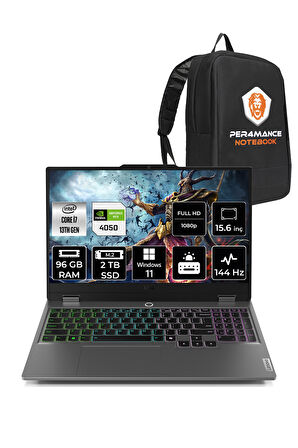 Lenovo LOQ i7 13650HX 96GB 2TB SSD RTX4050/6GB 105W 144Hz FHD 15.6" W11H Gaming Laptop & PER4 ÇANTA