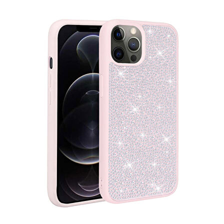 Gpack Apple iPhone 12 Pro Max Kılıf Diamond Parlak Taşlı Ston Kapak Silikon