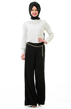 SORALLİNE KADIN PANTOLON BOL PAÇA 1694 SİYAH