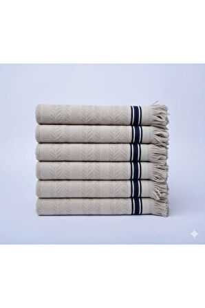 Özdilek Halat Desenli Peştamal 50x90 Cm El-Yüz Havlusu 6'lı Bej