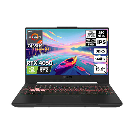 Asus Tuf A15 Ryzen 7-7435HS 16-GBDDR5 4 TBSSD RTX4050 (6GB-140W) 144 Hz Windows 10 Pro 15.6" FHD FA507NUR-LP035HMF72