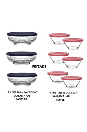 FEYZADE VEGA SAKLAMA KABI 6 ADET 215cc BEJ-PEMBE - TOKYO SAKLAMA KABI 3 ADET 880cc LACİVERT