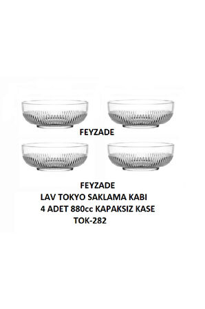 FEYZADE TOKYO SAKLAMA KABI 4 ADET 880cc KAPAKSIZ KASE