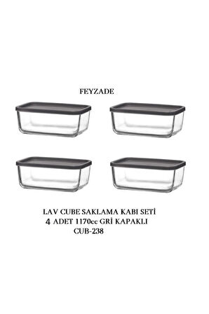 FEYZADE CUBE Saklama Kabı Seti 4 adet 1170cc (CUB-238)