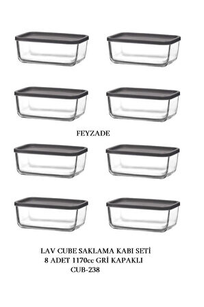 FEYZADE CUBE Kahvaltılık Saklama Kabı Seti 8 adet 1170cc (CUB-238)