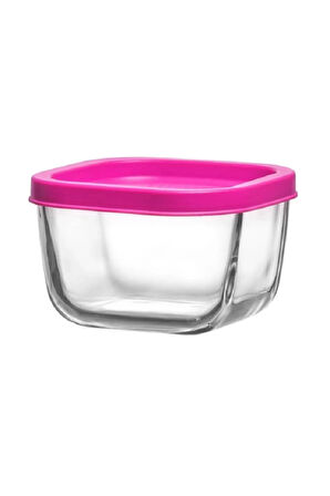 FEYZADE CUBE Kahvaltılık Saklama Kabı Seti PEMBE KAPAKLI (6 Adet 405cc - 6 Adet 270cc)