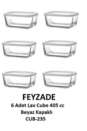 FEYZADE CUBE Kahvaltılık Saklama Kabı Seti 6 ADET 405cc (CUB-235)