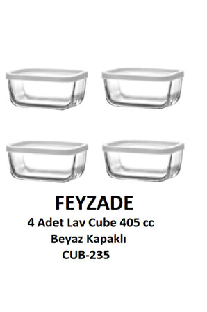 FEYZADE CUBE Kahvaltılık Saklama Kabı Seti 4 ADET 405cc (CUB-235)
