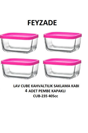 FEYZADE CUBE Kahvaltılık Saklama Kabı Seti 4 ADET 405cc (CUB-235)