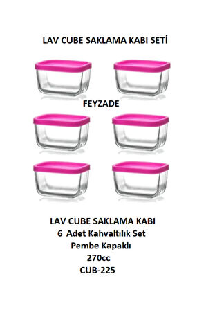 FEYZADE CUBE Kahvaltılık Saklama Kabı Seti 6 ADET 270cc (CUB-225)