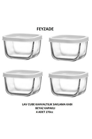 Feyzade Cube Saklama Kabı 4 Adet 270cc (CUB-225)