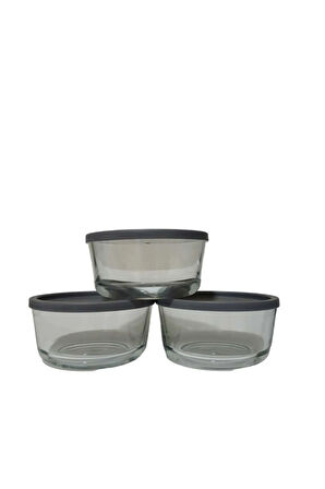 FEYZADE Round Saklama Kabı (1490 cc X 3 ADET) GRİ KAPAKLI (LV-RND-217)