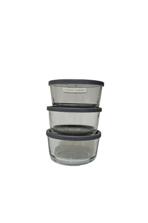 FEYZADE Round Saklama Kabı (1490 cc X 3 ADET) GRİ KAPAKLI (LV-RND-217)