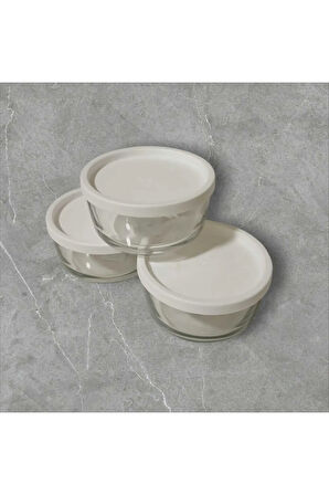 FEYZADE Round Saklama Kabı (380 cc X 3 ADET) BEYAZ KAPAKLI (LV-RND-211)