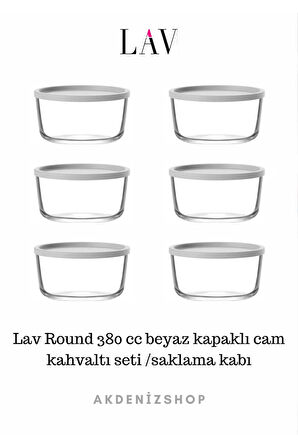 Round Saklama Kabı (380 CC X 6 ADET) Beyaz Kapaklı (LV-RND-211)