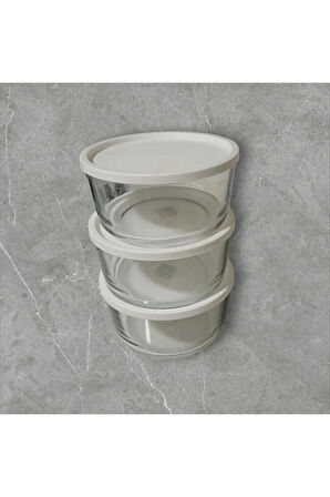 FEYZADE Round Saklama Kabı (1490 CC X 3 ADET) BEYAZ KAPAKLI
