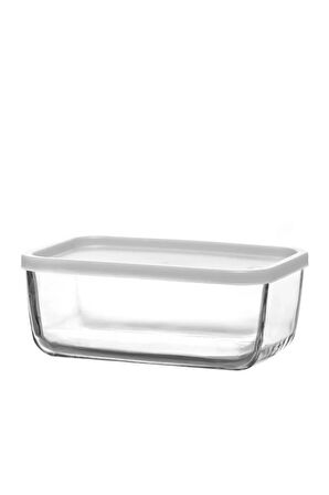Feyzade Cube Beyaz Kapaklı Saklama Kabı - 1170cc (CUB-238)