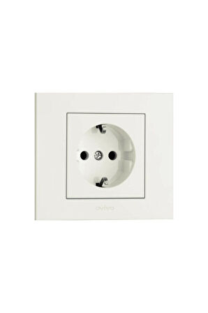 Ovivo Grano Topraklı Priz Beyaz Çerçeve Dahil