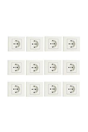 10 Adet Grano Beyaz Topraklı Priz 10'lu Paket / Set Çerçeve Dahil