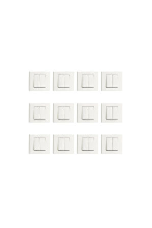 12 Adet Beyaz Komütatör 12'li Paket ( Çerçeve Dahil )