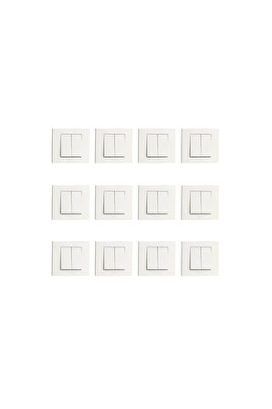 12 Adet Ovivo Grano Beyaz Komütatör İkili Anahtar Çerçeve Dahil