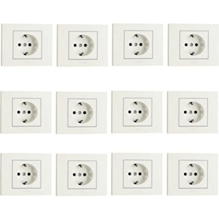 12 Adet Ovivo Grano Beyaz Priz 12 Li Set