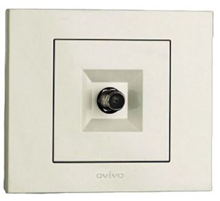 12 Adet Ovivo Grano Beyaz Uydu Tv Prizi F Konnektör Çerçeve Dahil