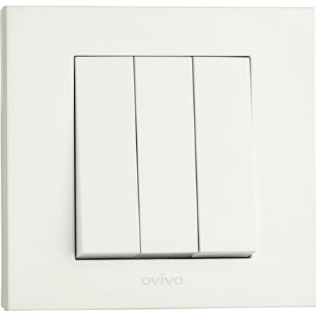 12 Adet Ovivo Grano Beyaz Üçlü Anahtar Çerçeve Dahil