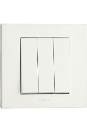 12 Adet Ovivo Grano Beyaz Üçlü Anahtar Çerçeve Dahil