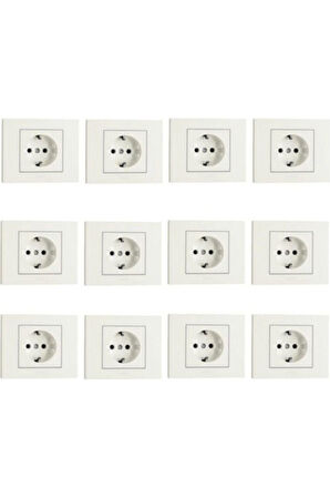 Tenda Grano Beyaz Topraklı Priz 12 Li Set Çerçeve Dahildir