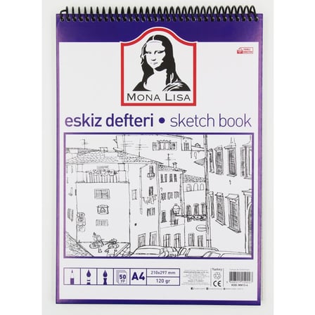 Südor Monalisa A4 Eskiz Defteri Telli 120 Gram 50 Yaprak Mn13-4