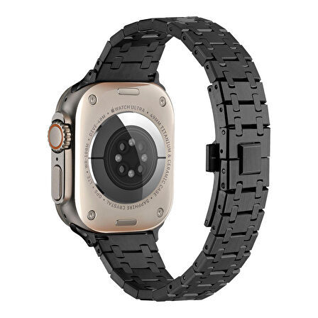 Gpack Apple Watch Series 8 uyumlu 41mm Kordon Şerit Dizayn Mat Görünüm Metal KRD83