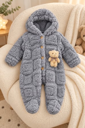  Kız Erkek Bebek Tavşan ve Ayı Oyuncaklı Peluş Tulum TLM0301