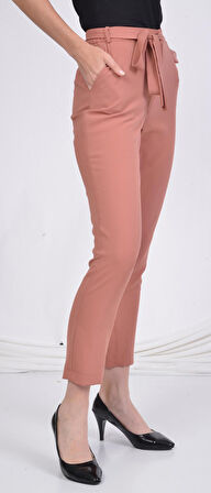 SORALLİNE KADIN PANTOLON YAZLIK YARI BEL LASTİKLİ 1696 AEROBİN KUMAŞ GÜL KURUSU