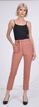 SORALLİNE KADIN PANTOLON YAZLIK YARI BEL LASTİKLİ 1696 AEROBİN KUMAŞ GÜL KURUSU