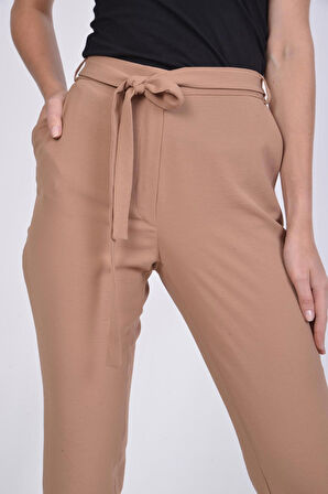 SORALLİNE KADIN PANTOLON YAZLIK YARI BEL LASTİKLİ 1696 AEROBİN KUMAŞ NOHUT