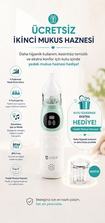 NasoCare Plus Elektrikli Bebek Burun Aspiratörü - Şarjlı - 5 Kademeli Nazik Emiş - LED Işık ve Müzik - Ek Mukus Hazneli