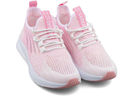 LUPOON 507 Triko Aqua Kadın Anorak Sneaker Spor Ayakkabı  BEYAZ_PEMBE