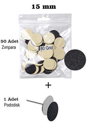 15 Mm Pododisk Başlığı Ve 50 Adet Disk Zımpara 80 Grit Seçenekleriyle Manikür & Pedikür