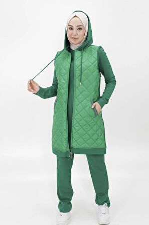 CYLN70060 İKİ İPLİK KUMAŞ YELEKLİ ÜÇLÜ TAKIM