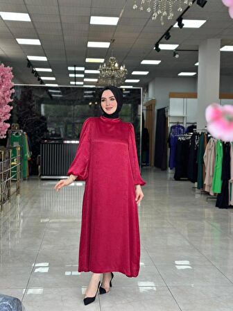 Lale Elbise Bordo Beden 38