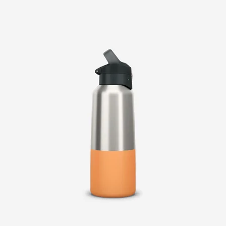 QUECHUA Outdoor Paslanmaz Çelik Termos - 0,8 L - Pratik Kapak - Turuncu - 900