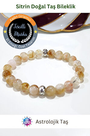 Sitrin Doğal Taş Bileklik - El Emeği - Para Taşı, Başarı, Tüccar Taşı, Enerji, Şans Taşı