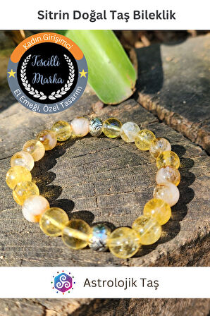 Sitrin Doğal Taş Bileklik - El Emeği - Para Taşı, Başarı, Tüccar Taşı, Enerji, Şans Taşı