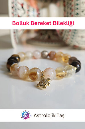 Kadın Bolluk Bereket Bilekliği - Doğal Taş - Para - Bereket - Başarı - Mutluluk - Sitrin - Kaplan Gözü 