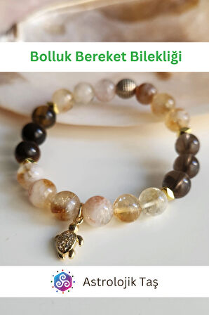 Kadın Bolluk Bereket Bilekliği - Doğal Taş - Para - Bereket - Başarı - Mutluluk - Sitrin - Kaplan Gözü 