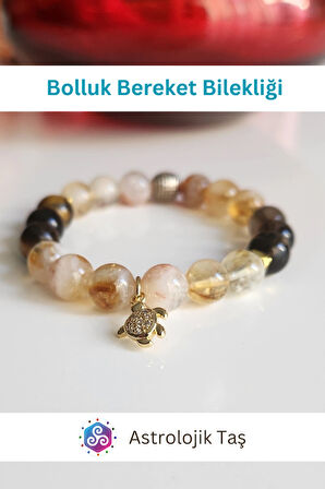 Kadın Bolluk Bereket Bilekliği - Doğal Taş - Para - Bereket - Başarı - Mutluluk - Sitrin - Kaplan Gözü 